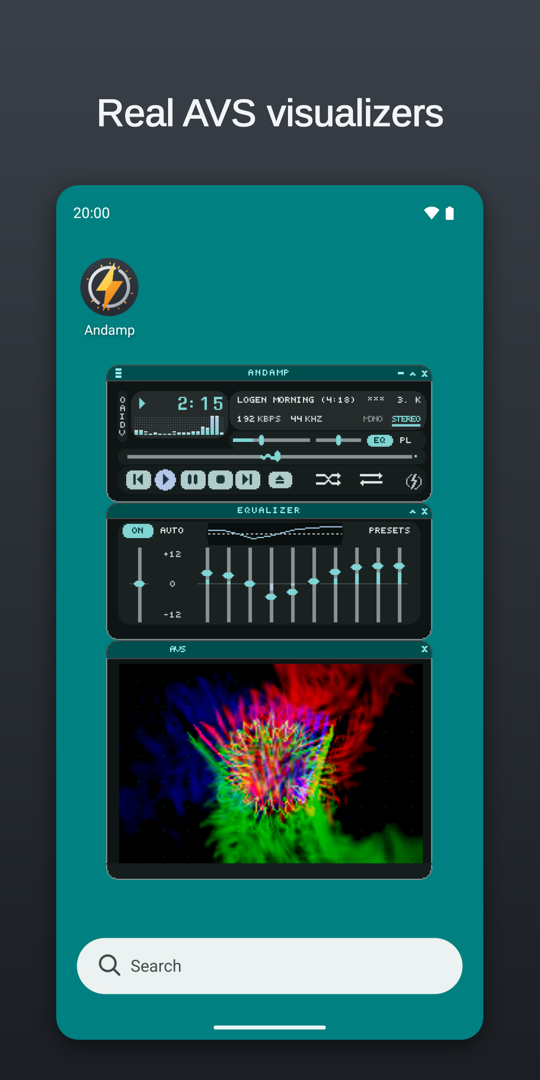 An AVS visualizer running under the equalizer